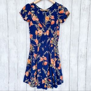 Reformation Rose Floral Navy Blue Mini Dress XS